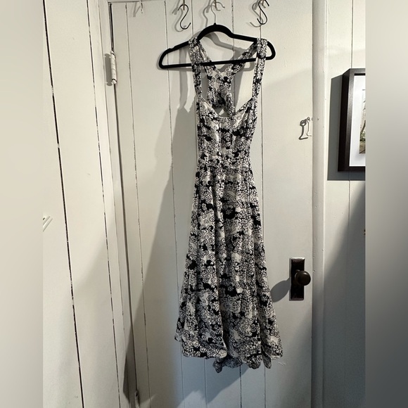 ANTHROPOLOGIE Black and White Floral midi Dress - Picture 1 of 4